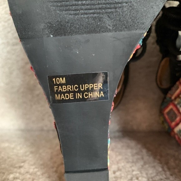 Dolce by Mojo Moxy Black Macrame Multicolor Wedge Heel Platform Sandals Size 10M - Picture 9 of 10